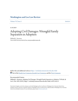 Wrongful Family Separation in Adoption Malinda L