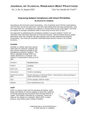 Improving Subject Compliance with Smart Pill Bottles by Norman M
