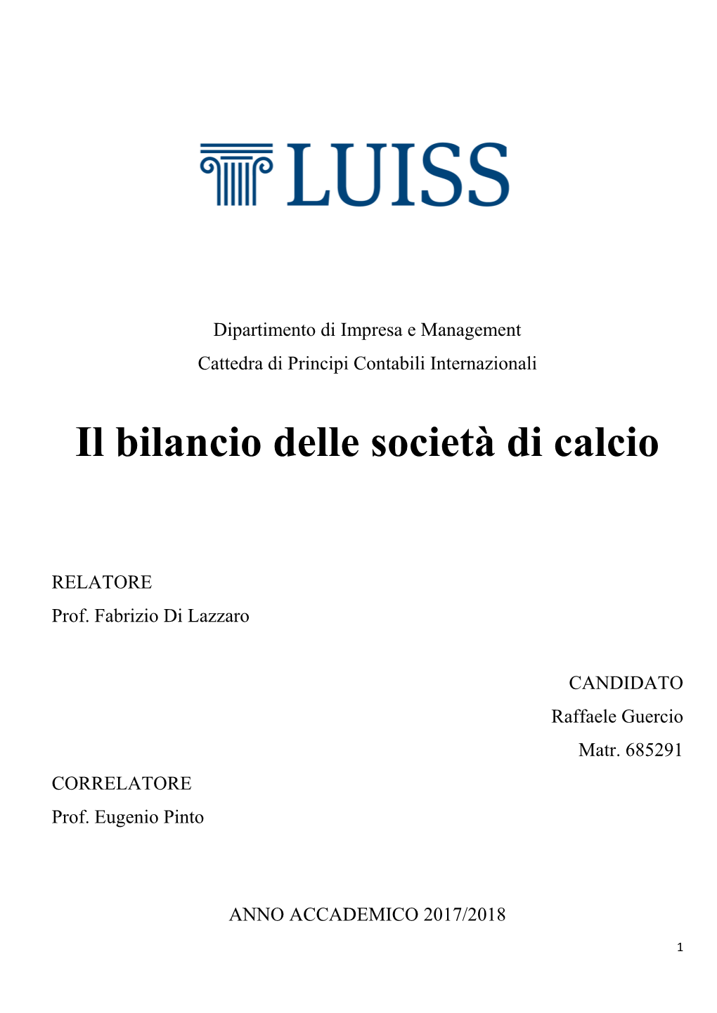 Il Bilancio Delle Società Di Calcio