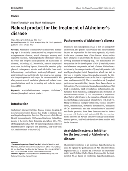 Natural Product for the Treatment of Alzheimer's Disease