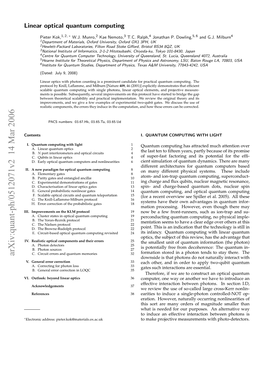 Arxiv:Quant-Ph/0512071V2 14 Mar 2006 I Ulo:Byn Ieroptics Linear Beyond Outlook: VI