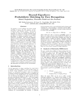 Beyond Eigenfaces: Probabilistic Matching for Face Recognition