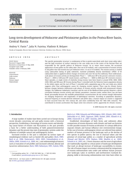 Long-Term Development of Holocene and Pleistocene Gullies in the Protva River Basin, Central Russia
