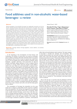 Food Additives Used in Non-Alcoholic Water-Based Beverages– a Review