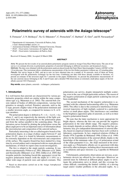 Polarimetric Survey of Asteroids with the Asiago Telescope