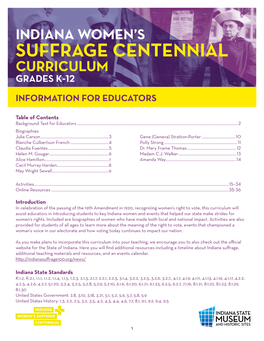 Suffrage Centennial Curriculum Grades K-12