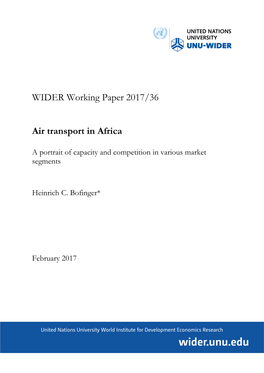 WIDER Working Paper 2017/36 Air Transport in Africa