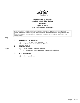 (A) Approval of April 27, 2015 Agenda
