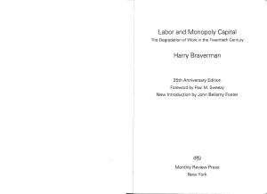 Labor and Monopoly Capital Harry Braverman