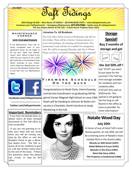 July 2012 Newsletter