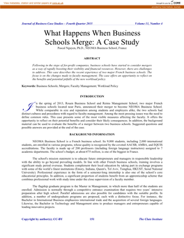 What Happens When Business Schools Merge: a Case Study Pascal Nguyen, Ph.D., NEOMA Business School, France