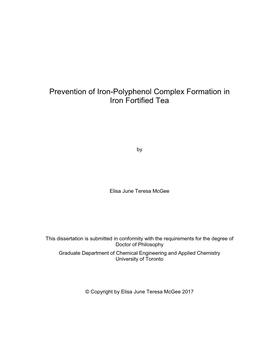 Prevention of Iron-Polyphenol Complex Formation in Iron Fortified Tea