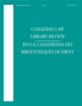 Canadian Law Library Review Revue Canadienne Des Bibliothèques De Droit