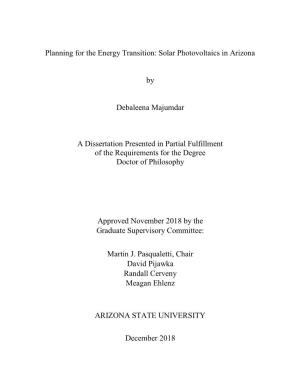 Planning for the Energy Transition: Solar Photovoltaics in Arizona By