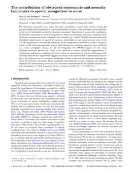 The Contribution of Obstruent Consonants and Acoustic Landmarks to Speech Recognition in Noise