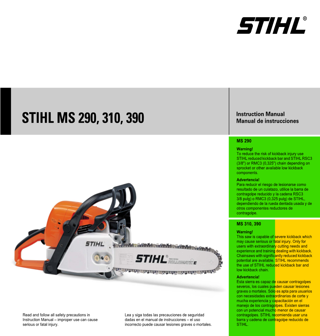 STIHL MS 290, 310, 390 Manual De Instrucciones