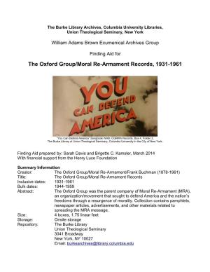 WAB: the Oxford Group/Moral Re-Armament Records, 1931-1961 2