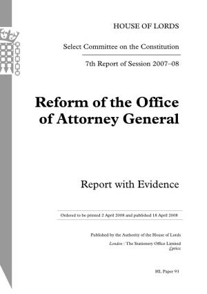 Reform of the Office of Attorney General