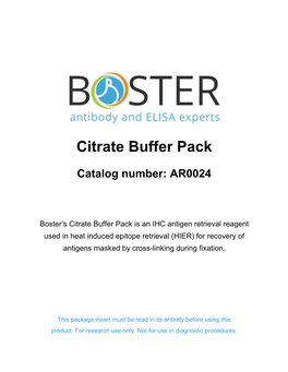 Citrate Buffer Pack