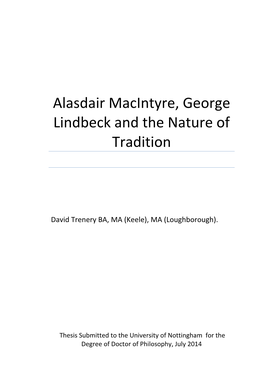 Alasdair Macintyre, George Lindbeck and the Nature of Tradition