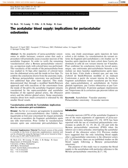 The Acetabular Blood Supply: Implications for Periacetabular Osteotomies