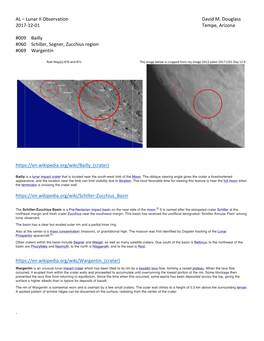 AL – Lunar II Observation David M. Douglass 2017-12-01 Tempe, Arizona