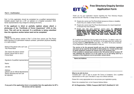 Free Directory Enquiry Service Application Form