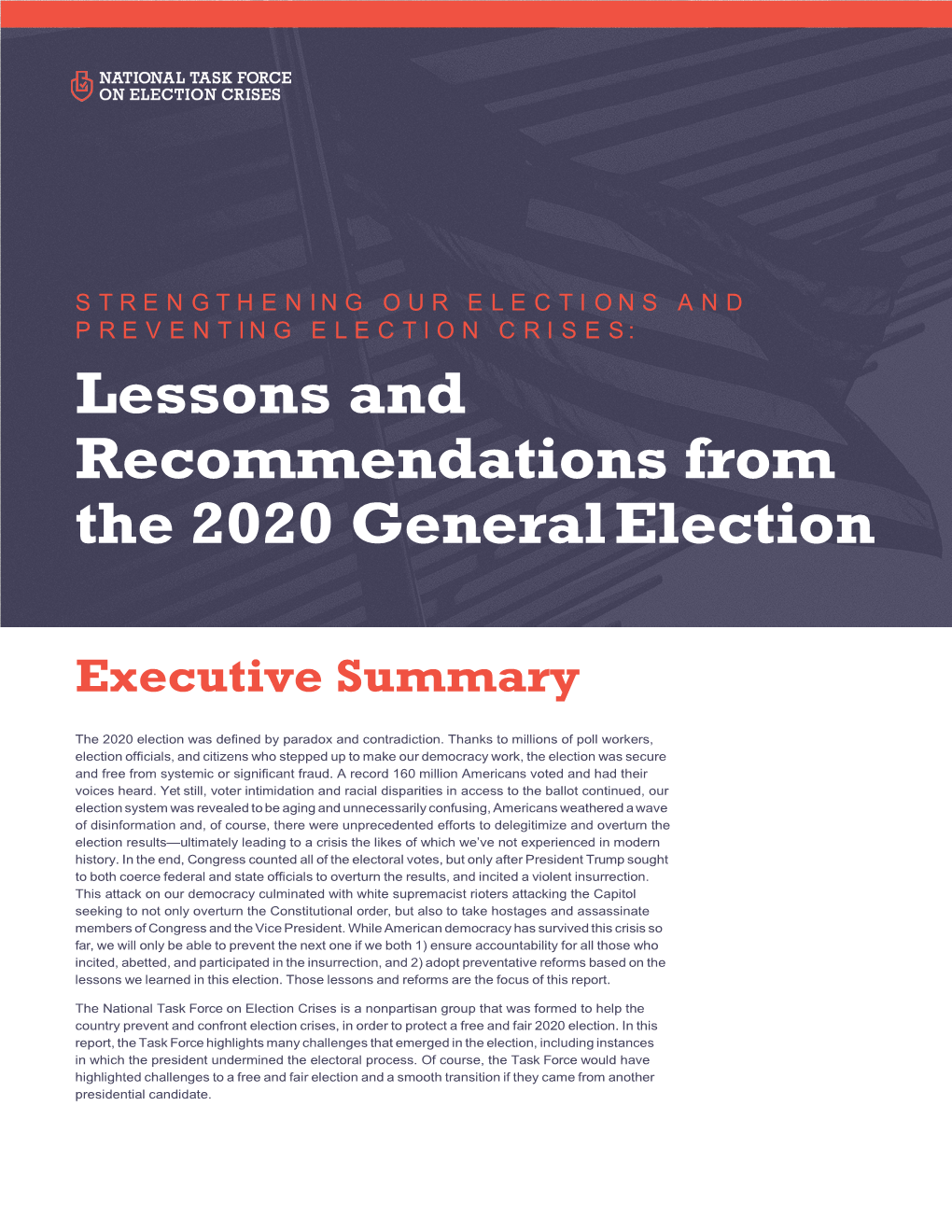 Lessons and Recommendations from the 2020 General Election