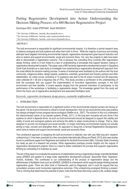 Putting Regenerative Development Into Action: Understanding the Decision Making Process of a 680 Hectare Regenerative Project