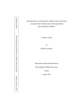 The Political Economy of Turkey Wealth Fund: a Case Study Within the State-Business Relations in Turkey