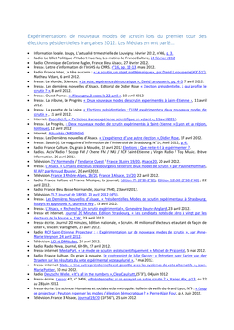 Expérimentations De Nouveaux Modes De Scrutin Lors Du Premier Tour Des Élections Pésidentielles Françaises 2012. Les Médias En Ont Parlé…