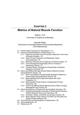 Metrics of Natural Muscle Function