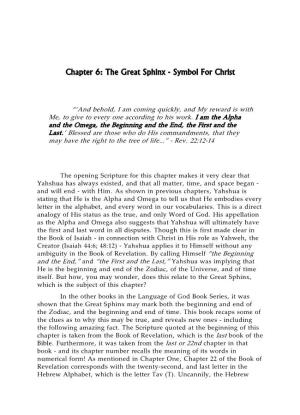 Chapter 6: the Great Sphinx - Symbol for Christ