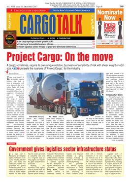 Project Cargo: on the Move a Cargo, Sometimes, Require Its Own Unique Solution, by Means of Sensitivity of Risk with Sheer Weight Or Odd Size