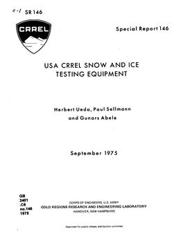 Usa Crrel Snow and Ice Testing Equipment