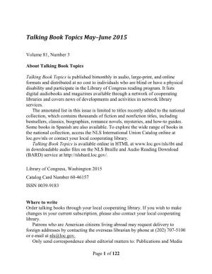 Talking Book Topics May-June 2015