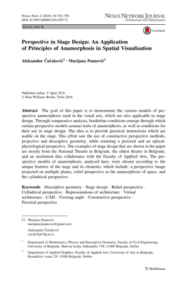 Perspective in Stage Design: an Application of Principles of Anamorphosis in Spatial Visualisation