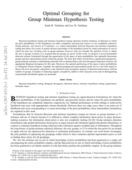 Optimal Grouping for Group Minimax Hypothesis Testing Is Determining the Decision Weights Ak and the Quantization Cells Qk