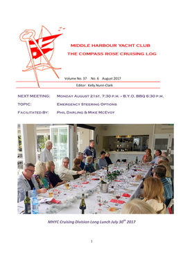 MHYC Cruising Division Long Lunch July 30Th 2017