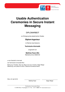 Usable Authentication Ceremonies in Secure Instant Messaging