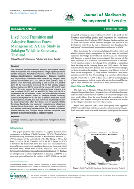 Livelihood Transition and Adaptive Bamboo Forest Management: a Case Study in Salakpra Wildlife Sanctuary, Thailand