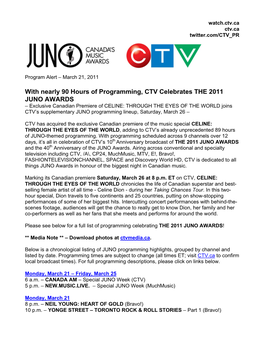 With Nearly 90 Hours of Programming, CTV Celebrates THE
