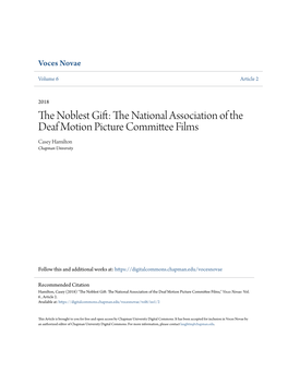 The Noblest Gift: the National Association of the Deaf Motion Pic the Noblest Gift