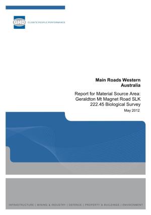 Geraldton Mt Magnet Road SLK 222.45 Biological Survey May 2012