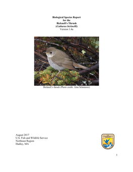 1 Biological Species Report for the Bicknell's Thrush (Catharus