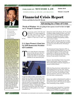 Financial Crisis Report Written and Edited by David M
