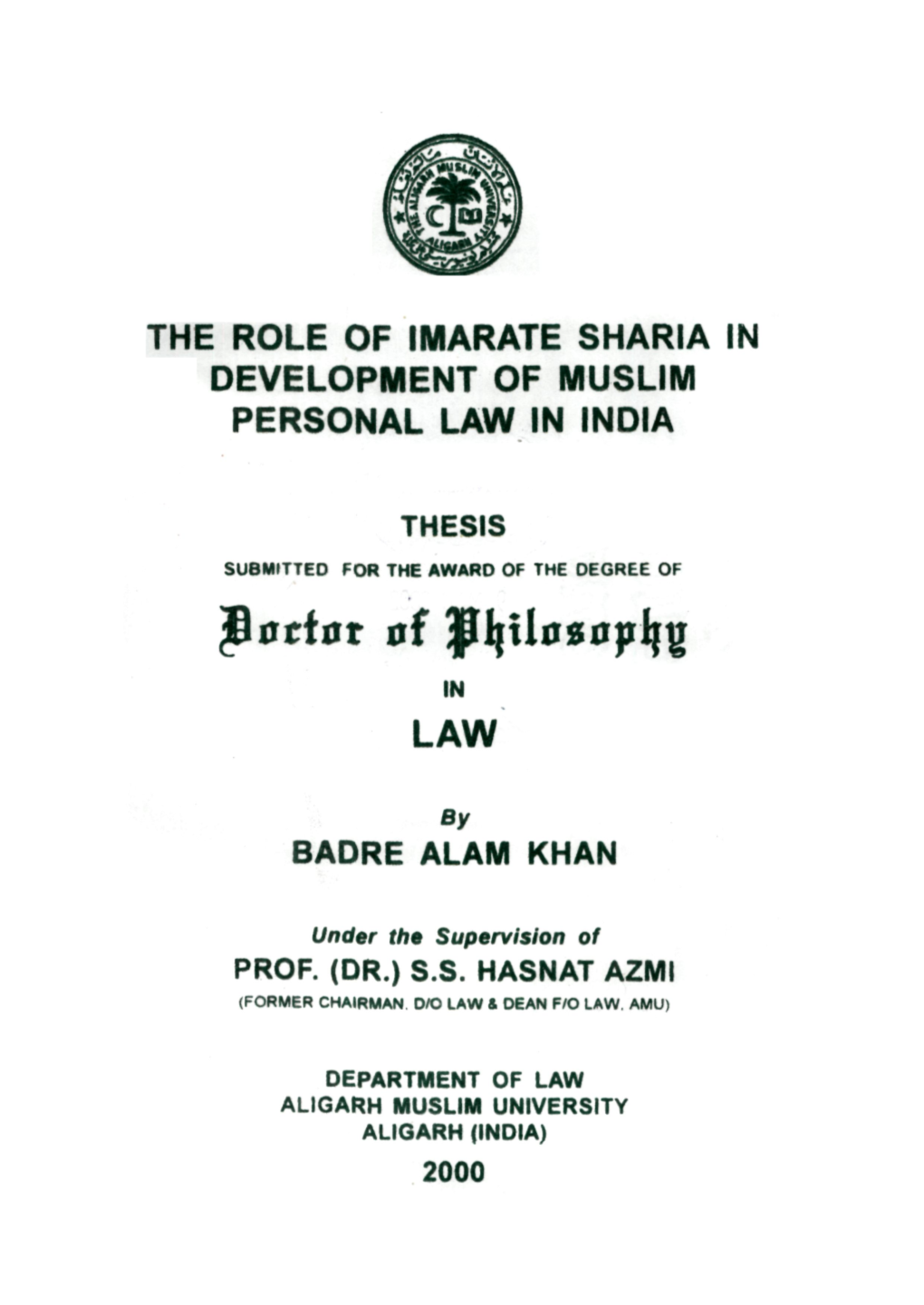 the-role-of-imarate-sharia-in-development-of-muslim-personal-law-in-india-docslib