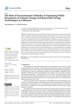 The Role of Environmental Attitudes in Explaining Public Perceptions of Climate Change and Renewable Energy Technologies in Lithuania