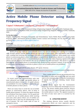 Active Mobile Phone Detector Using Radio Frequency Signal