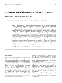 A Taxonomic Study of Phragmidiaceae (Uredinales) in Bulgaria
